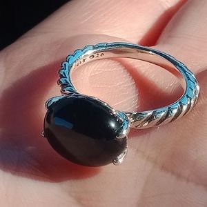 David Yurman Silver Ring with Black Stone